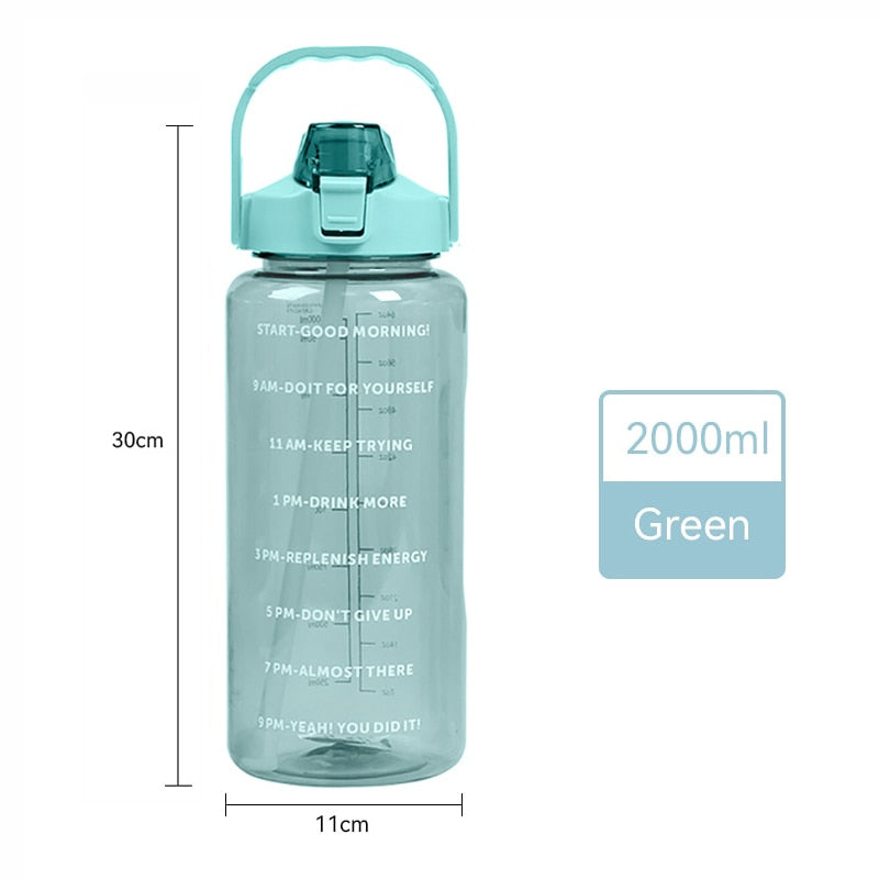 Sports Drinking Bottle 2 Liters with Time Marker