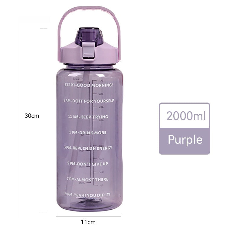 Sports Drinking Bottle 2 Liters with Time Marker