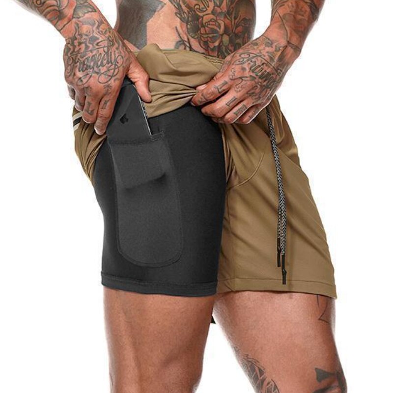 Men's Double Layer Fitness Shorts Breathable
