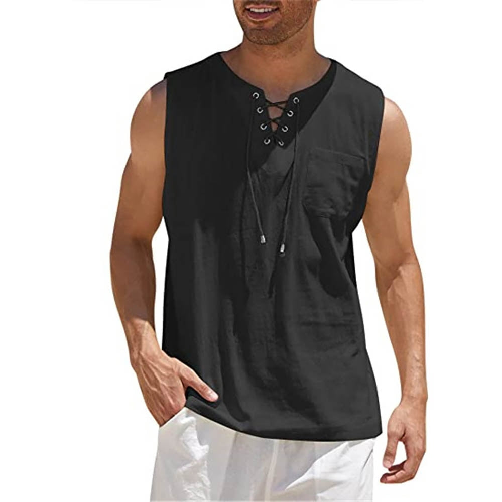 Men's Linen Tank Tops Summer Sleeveless
