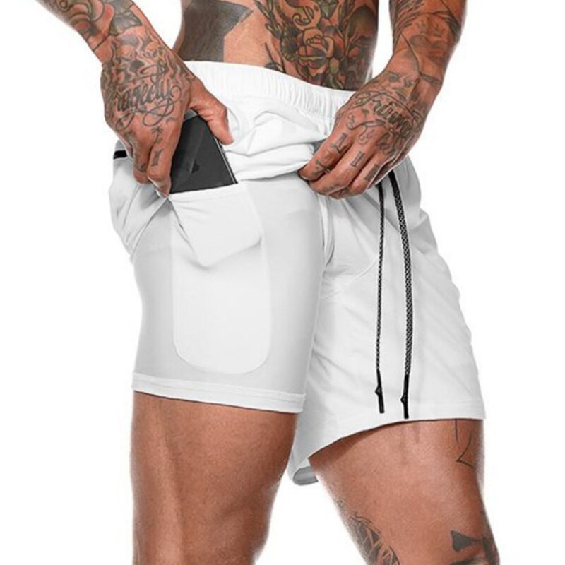 Men's Double Layer Fitness Shorts Breathable