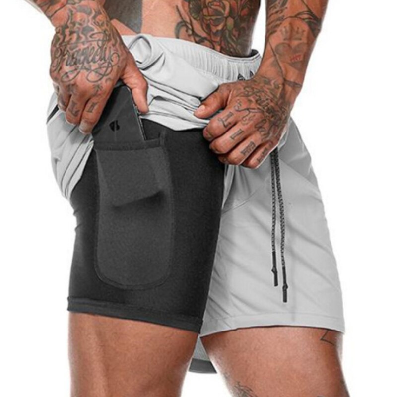 Men's Double Layer Fitness Shorts Breathable