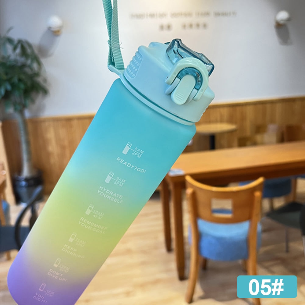 1 Liter Sport Water Bottle With Straw Cup