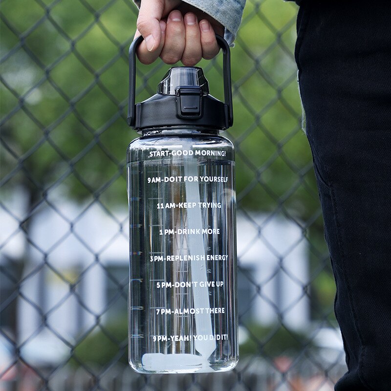 Sports Drinking Bottle 2 Liters with Time Marker