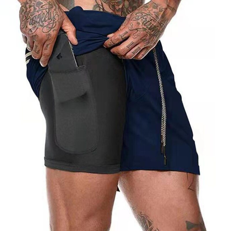 Men's Double Layer Fitness Shorts Breathable