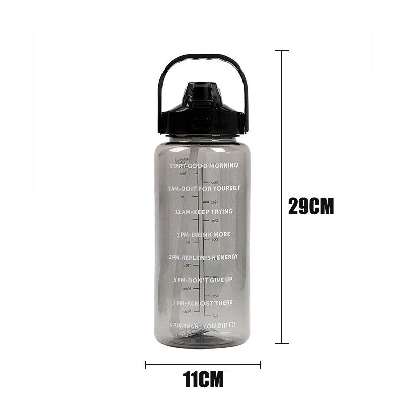 Sports Drinking Bottle 2 Liters with Time Marker