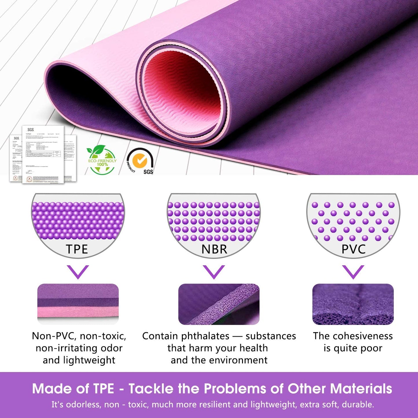 Two Color TPE Yoga Mat for Beginners