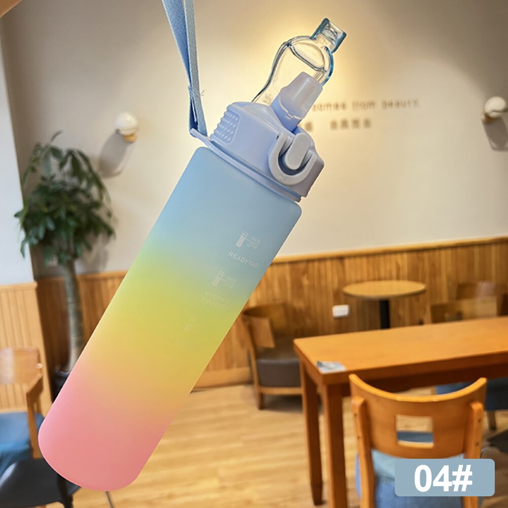 1 Liter Sport Water Bottle With Straw Cup
