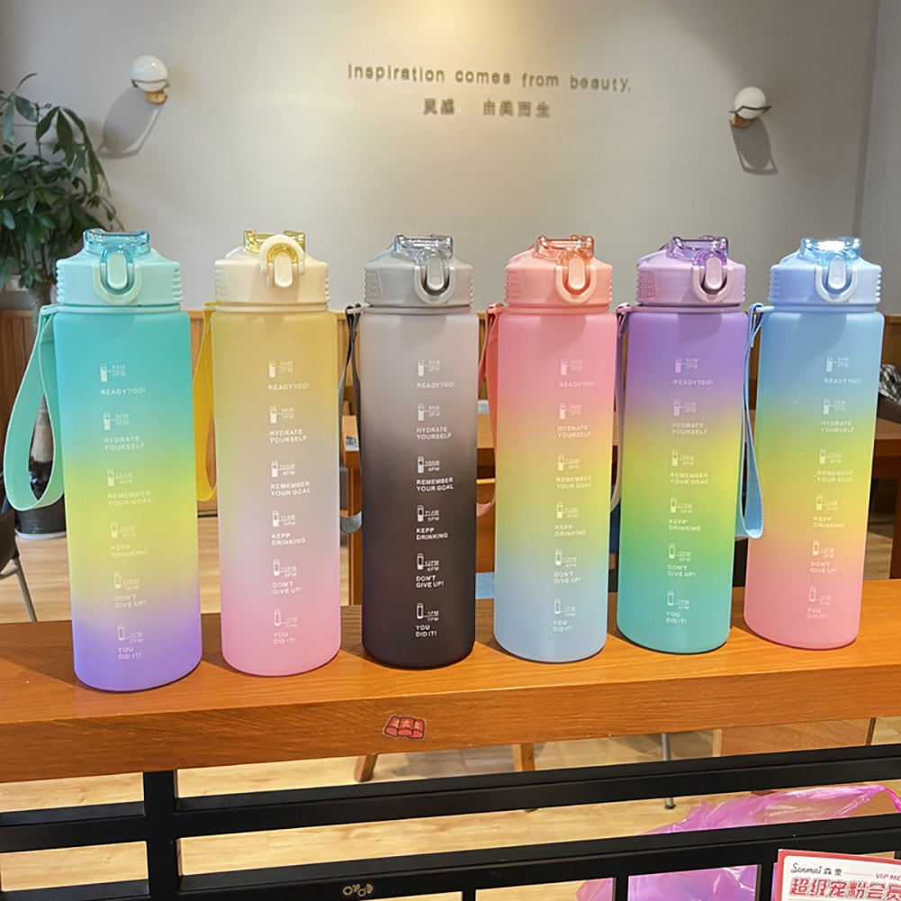 1 Liter Sport Water Bottle With Straw Cup
