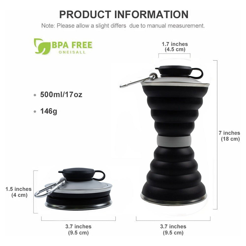 Silicone Water Bottle Cup Foldable Leak