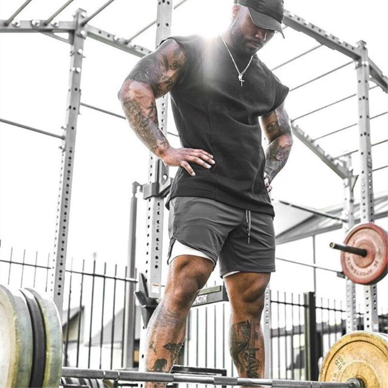 Men's Double Layer Fitness Shorts Breathable