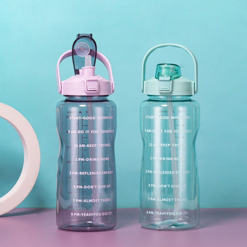 Sports Drinking Bottle 2 Liters with Time Marker
