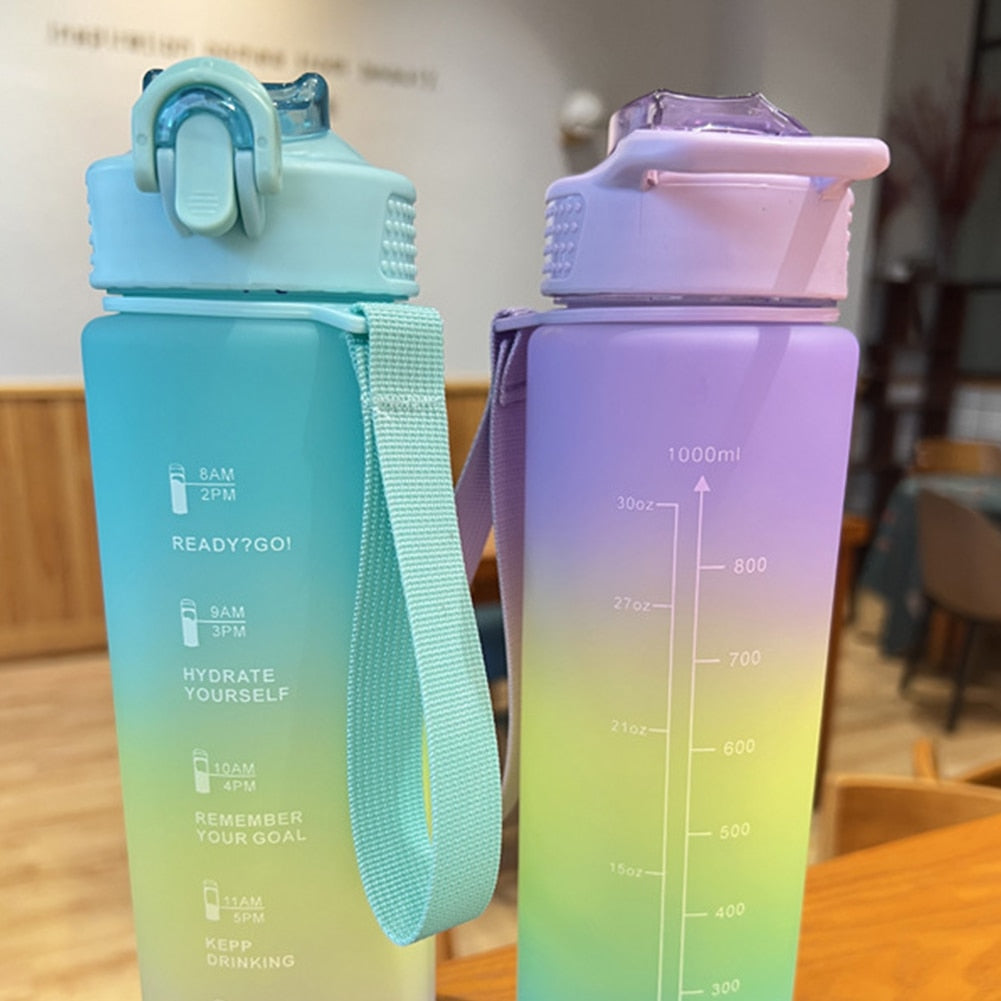1 Liter Sport Water Bottle With Straw Cup