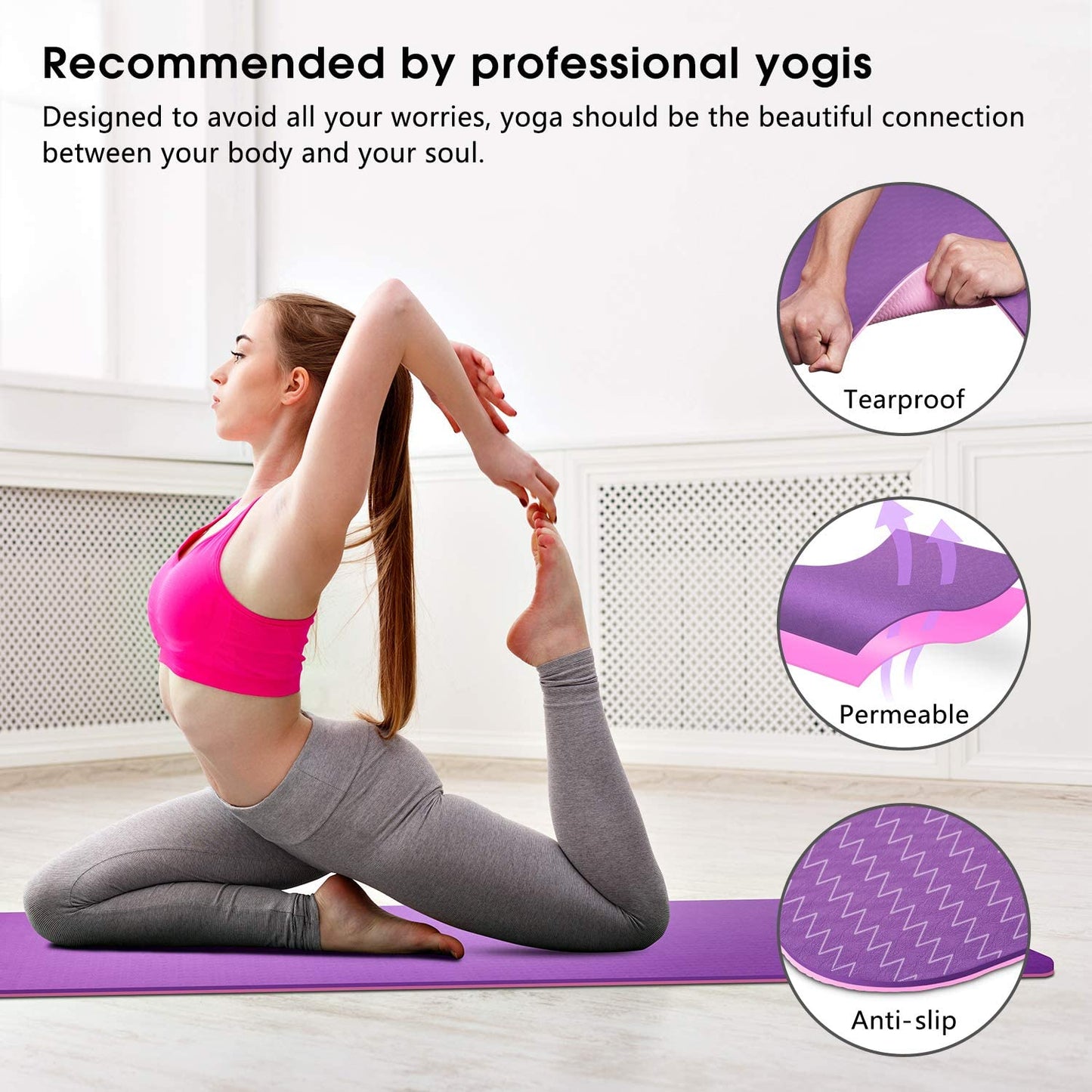 Two Color TPE Yoga Mat for Beginners