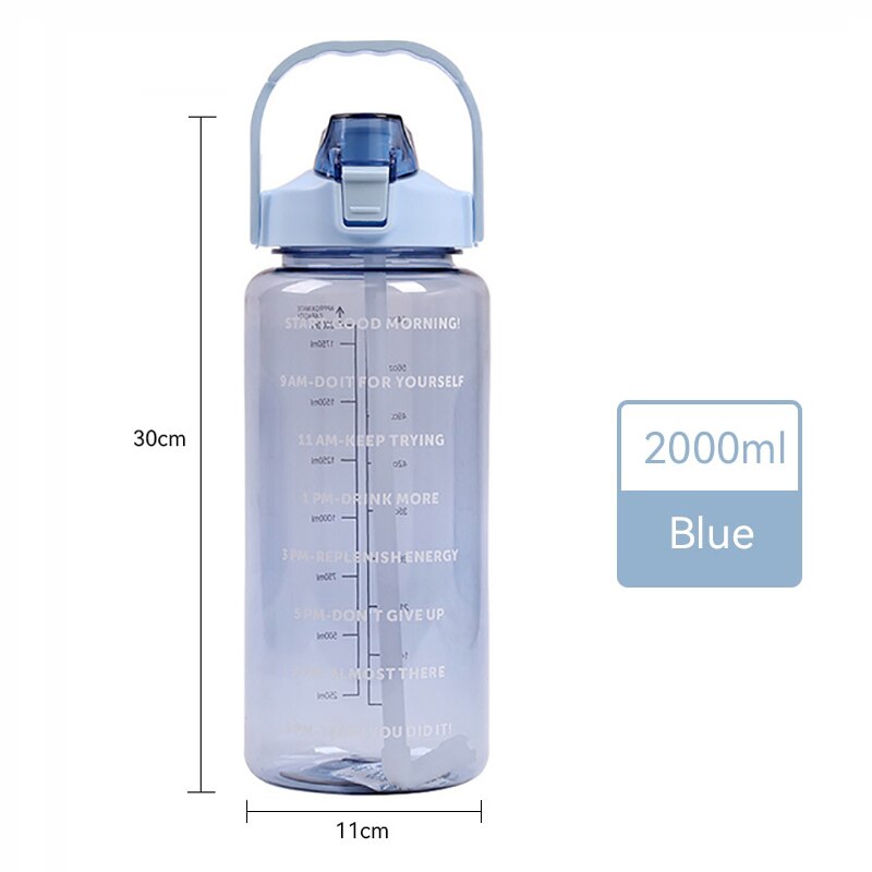 Sports Drinking Bottle 2 Liters with Time Marker