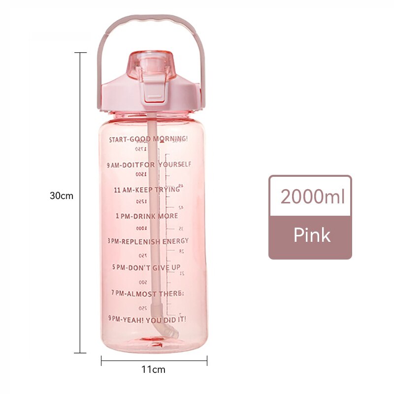 Sports Drinking Bottle 2 Liters with Time Marker
