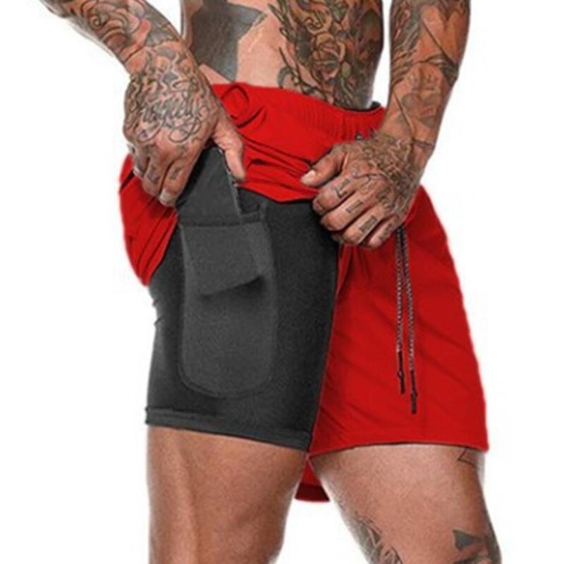 Men's Double Layer Fitness Shorts Breathable