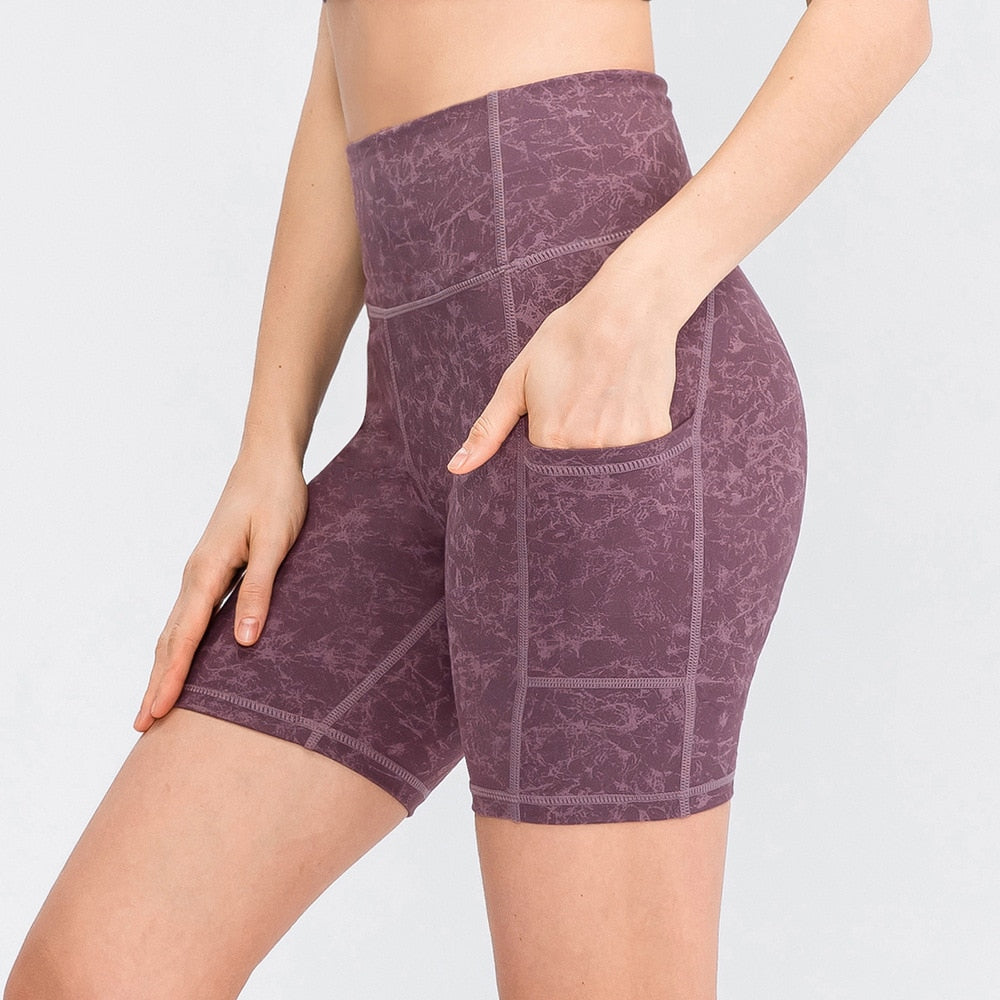 Women's Printed Yoga Shorts with Pockets