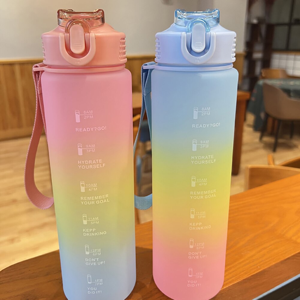 1 Liter Sport Water Bottle With Straw Cup