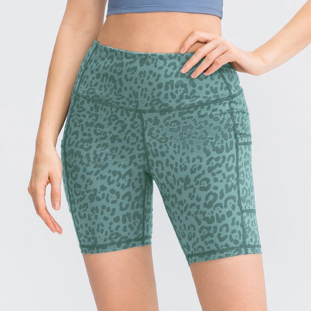 Women's Printed Yoga Shorts with Pockets