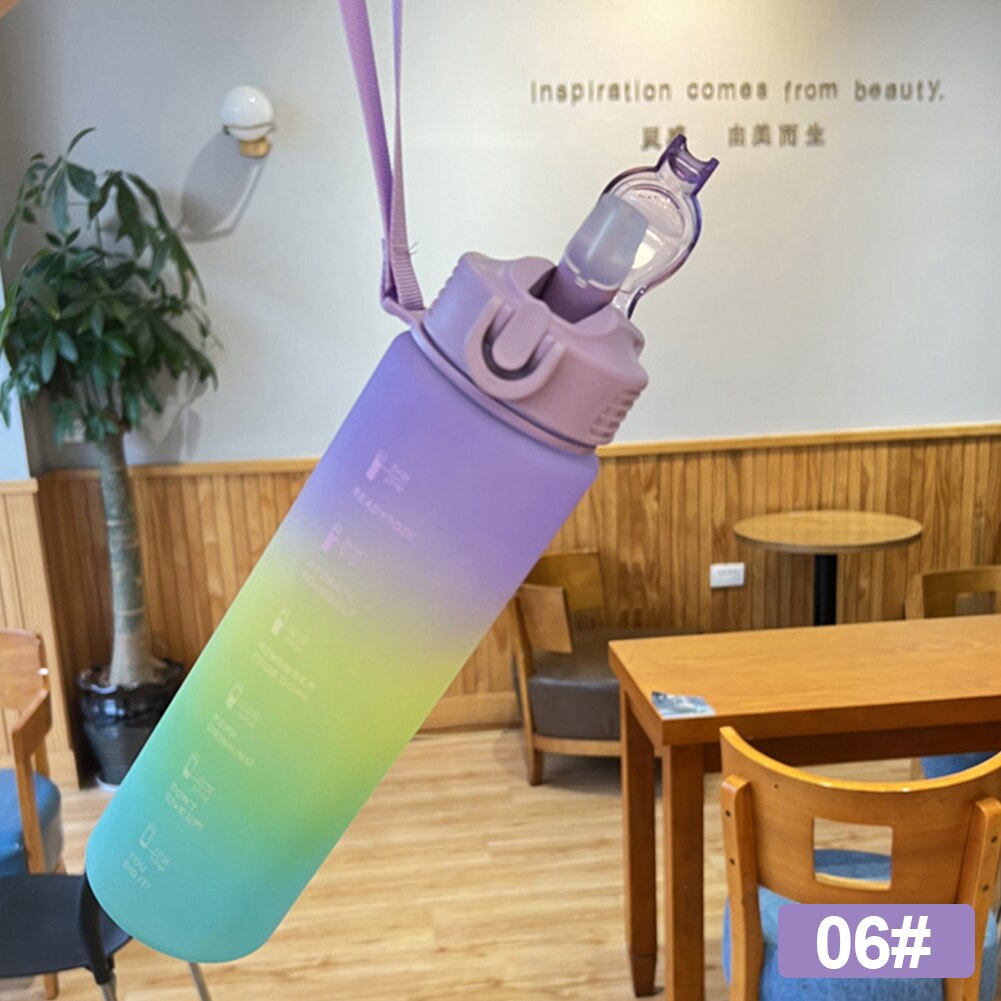 1 Liter Sport Water Bottle With Straw Cup