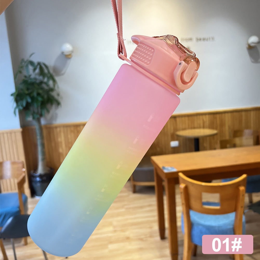 1 Liter Sport Water Bottle With Straw Cup