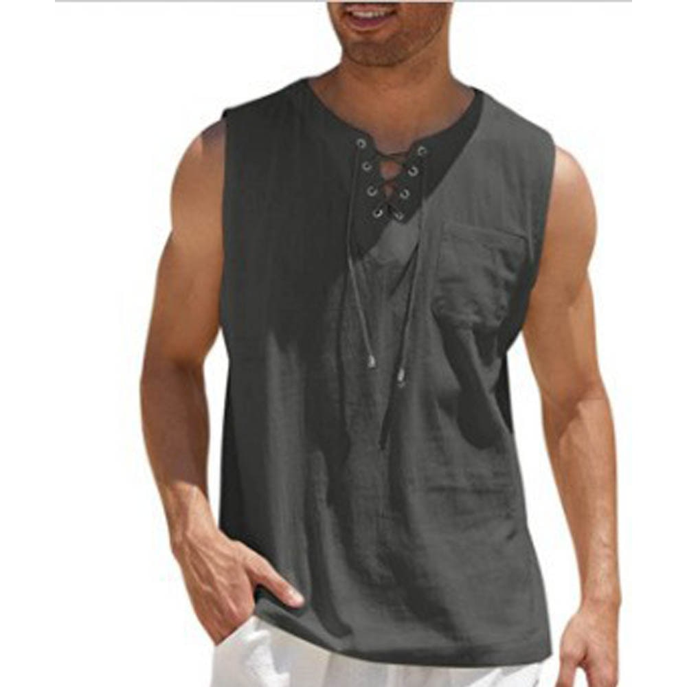 Men's Linen Tank Tops Summer Sleeveless