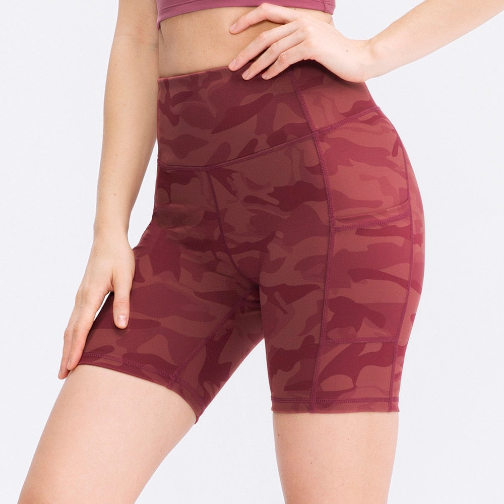 Women's Printed Yoga Shorts with Pockets
