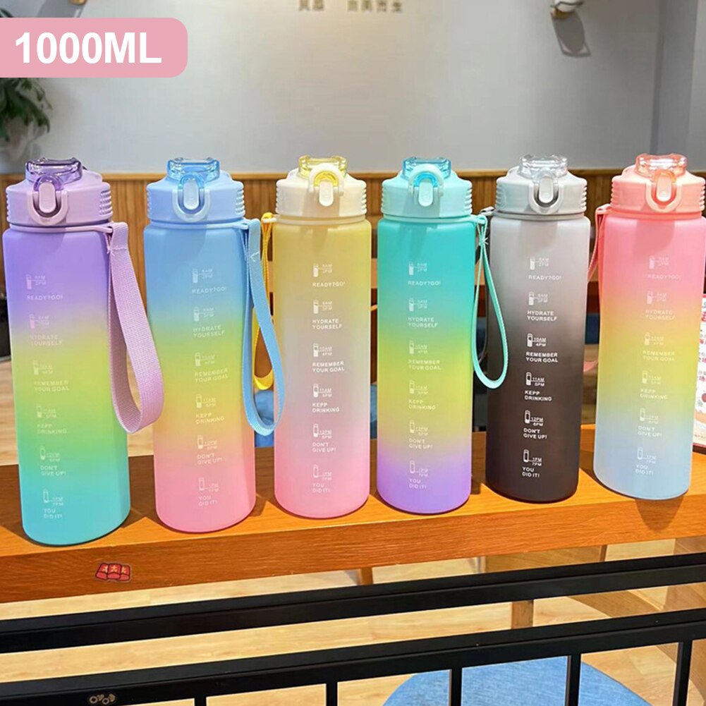 1 Liter Sport Water Bottle With Straw Cup