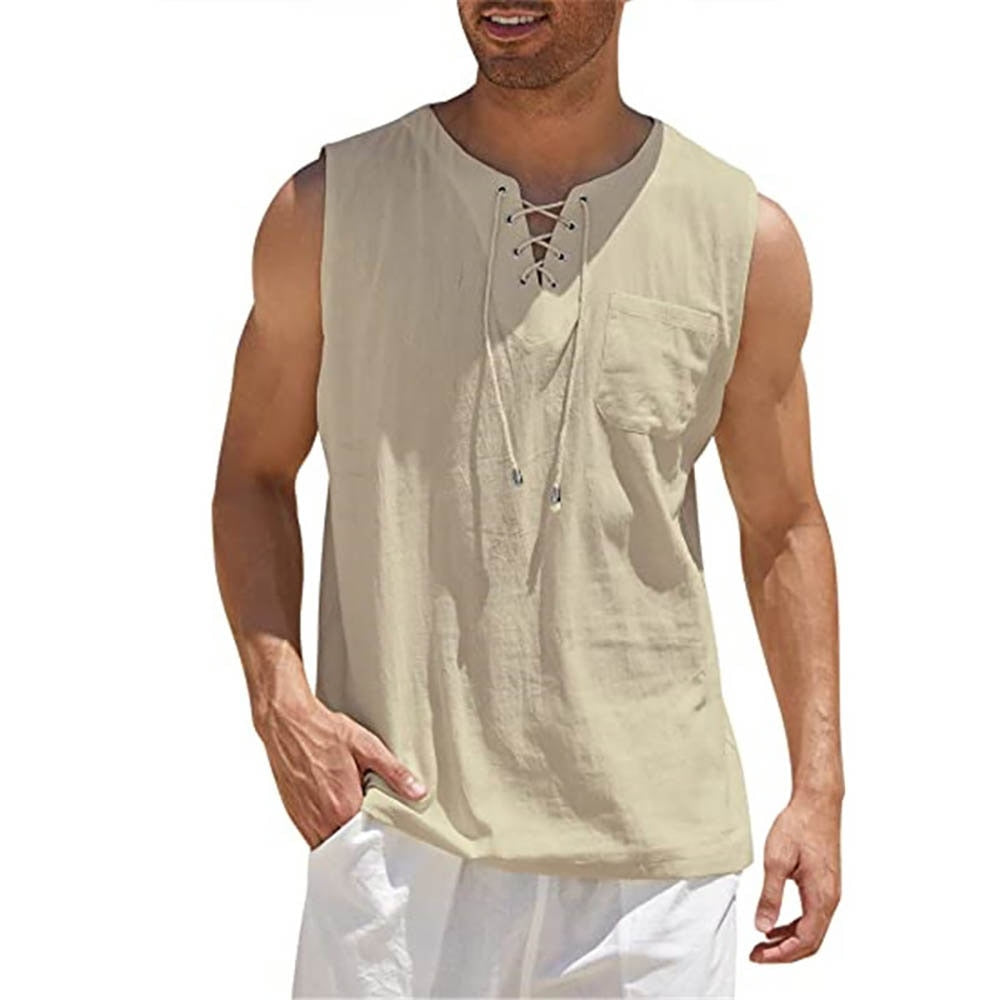 Men's Linen Tank Tops Summer Sleeveless