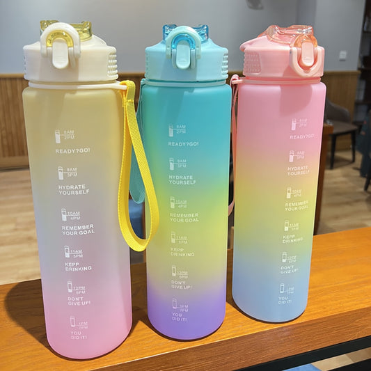 1 Liter Sport Water Bottle With Straw Cup