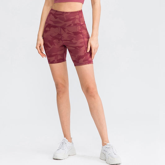 Women's Printed Yoga Shorts with Pockets